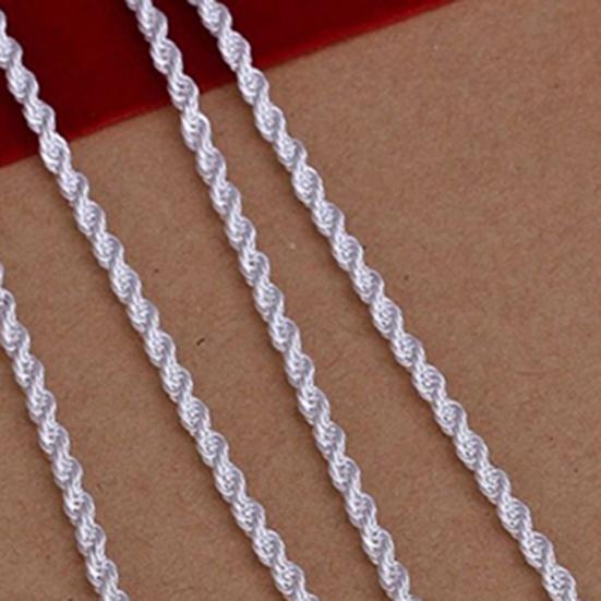 16/18/20/22/24 inch Women Silver Plated 2mm Twisted Necklace Chain No Pendant