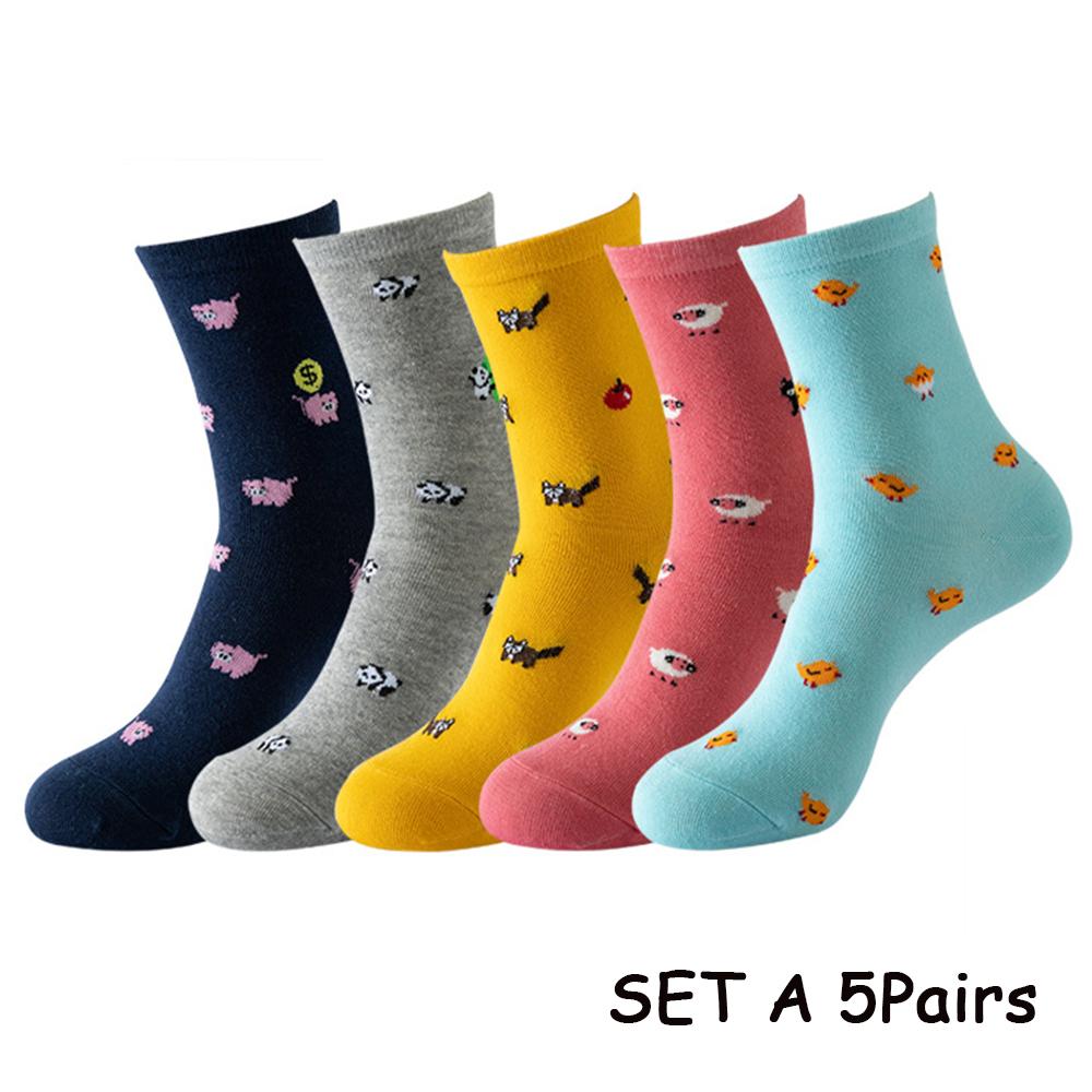 5Pairs Women Funny Cat Socks Cute Animals Fun Funky Novelty Gift Ladies Socks