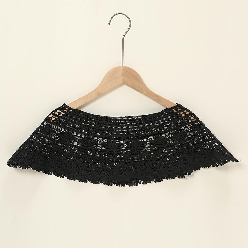 Fashion Knitted Hollow Lace Shawl Floral Pure Color Woman Summer Sun Protection Scarf Elegant Ladies Decorated Poncho