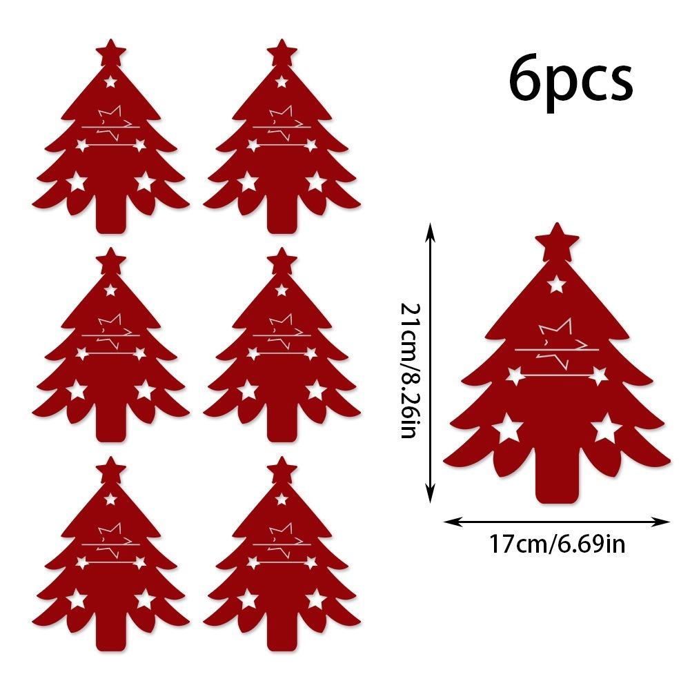 

6 шт. Набор чехлов для столовых приборов в стиле кармана, с узором звезд, чехол для столовых приборов, украшение стола красный