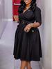 Elegant High Waist Plus Size Lapel Dress for Women - 2025 New Collection