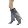 Fashion 2025 New Denim Knee High Women Shoes Winter High Heels Western Cowboy Pointed Toe Woman Goth Boots Stiletto Sexy Fashion Zapatos