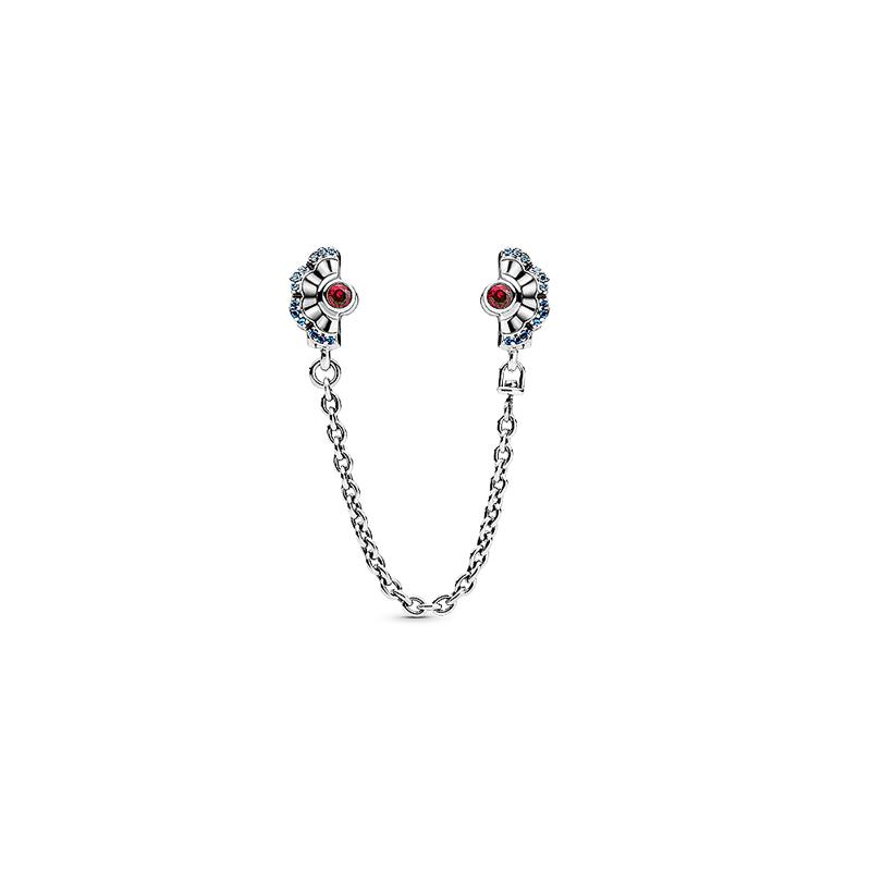 Pandora 925 silver blue and pink fan safety chain 798163SRUMX