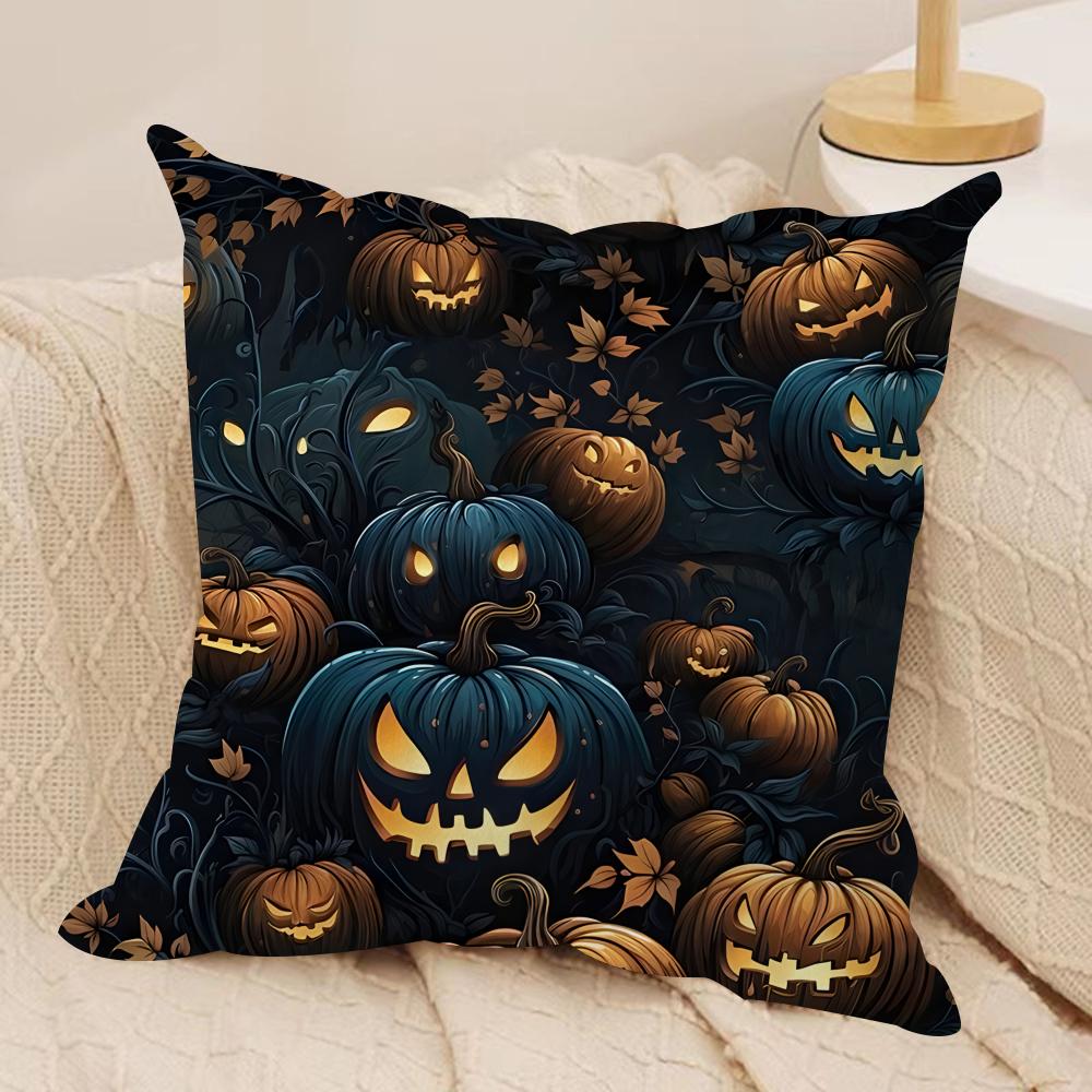 Halloween All Saints Day Cushion Cover Silky Short Plush Invisible Zipper Dustproof Sofa Pillow Case For Home Decor