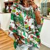 Women's Christmas Print Hooded Loose Fit Sweatshirt