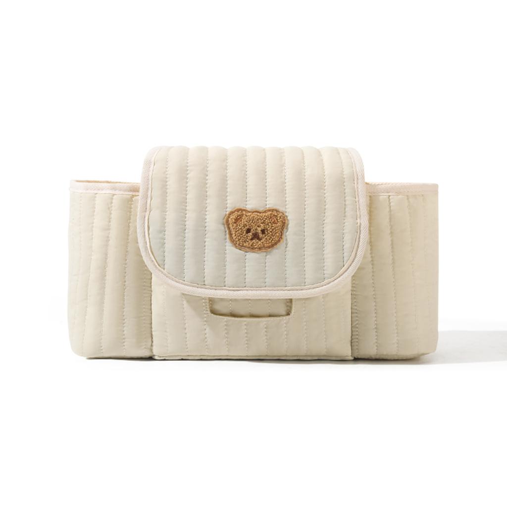 Zipper Embroidered Bag Large Capacity Quilted Diaper Handbag Solid Color Fluffy Stroller Nappy Bag Baby Diaper Caddy Organizer