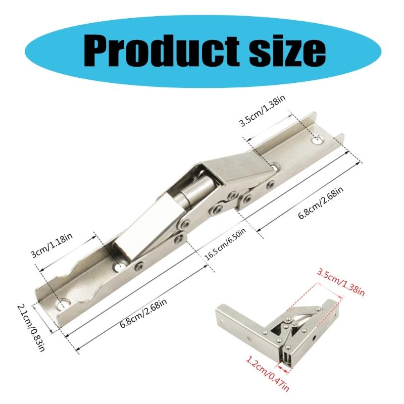 2Pcs 90 Degree Self-Locking Folding Hinge Door/Shelf Hinge Replacement Shelf Bracket Concealed Hinge Space Saving
