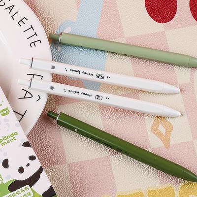 1/4Pcs Creative Cute Cartoon Panda Gradient Color Gel Pen Kawaii Student Stationery 0.5Mm Black Ink Pen School Office Supplies