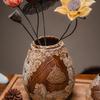 Vaso in Ceramica Wabi-Sabi a Forma di Capsula di Loto per Fiori Secchi - Decorazione Zen per Tavola da Pranzo