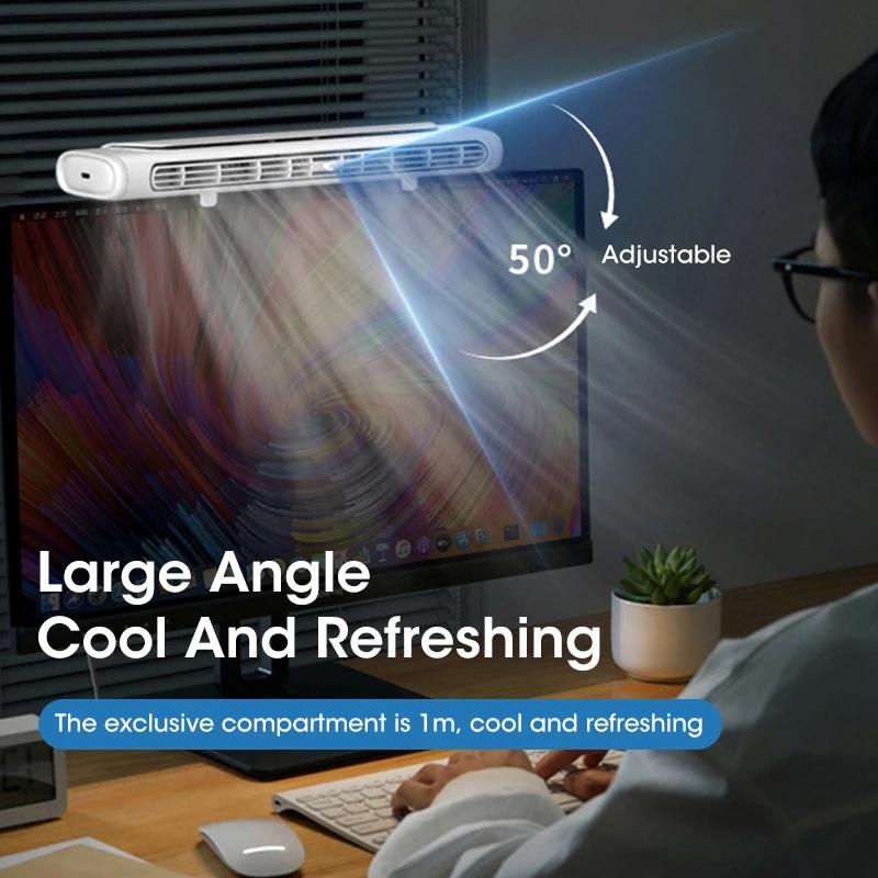 Monitor Fan With Lights Bar Clip-On Computer Screen Desk Fans Mini Air Cooler Adjustable For Office Household USB Fan