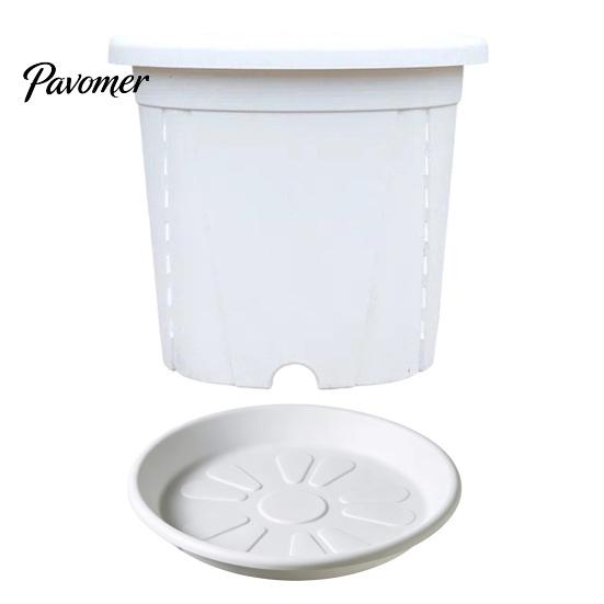 Breathable Resin Plant Pots Flowerpot with Drainage Holes And Saucer, Pot for Indoor Outdoor Self Draining Nursery Plants, Lightweight Thickened