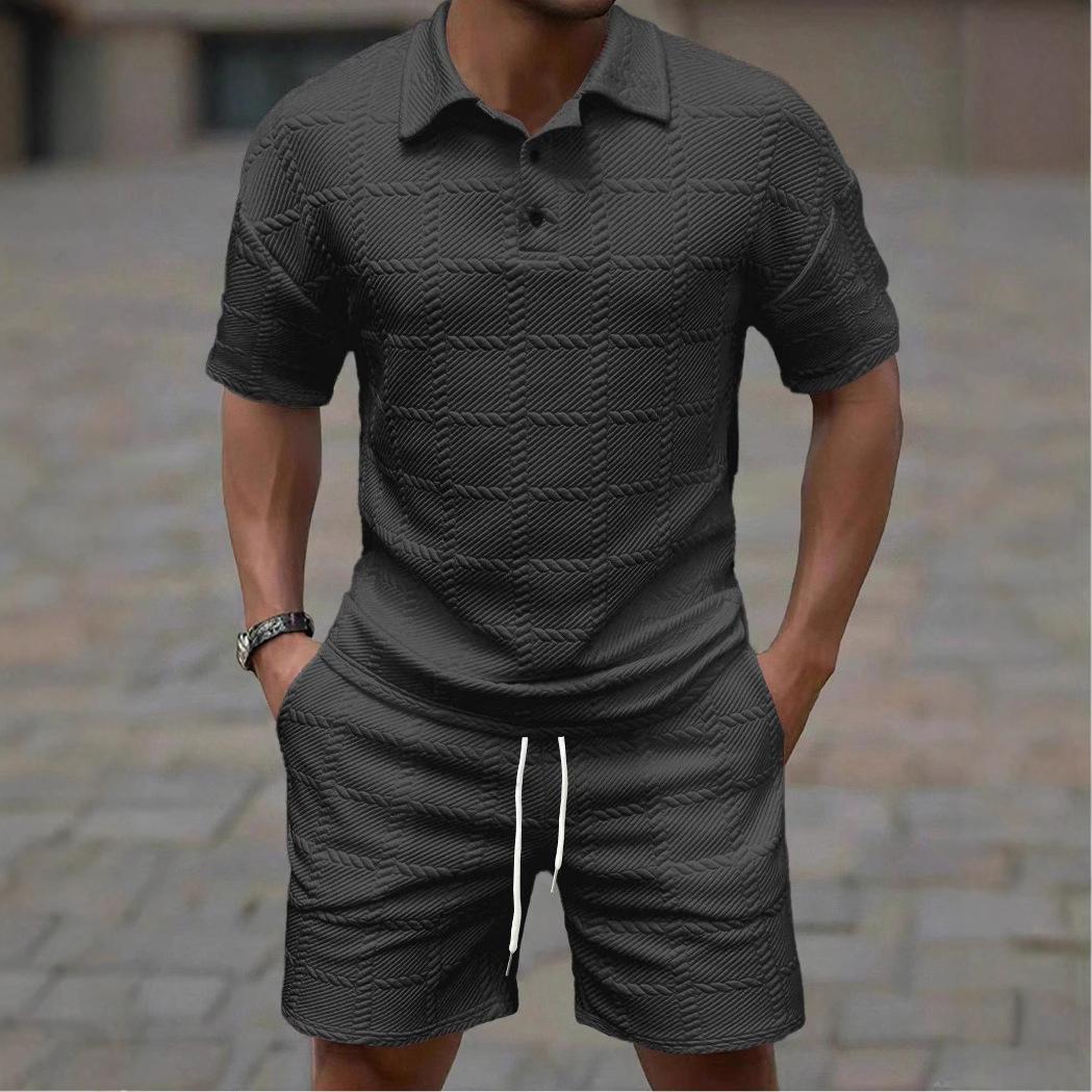 

Summer Fashion Trend Solid Color Comfortable Fashion Lightweight Casual Men s Short-sleeved Suit Suit for Men XXL чорний