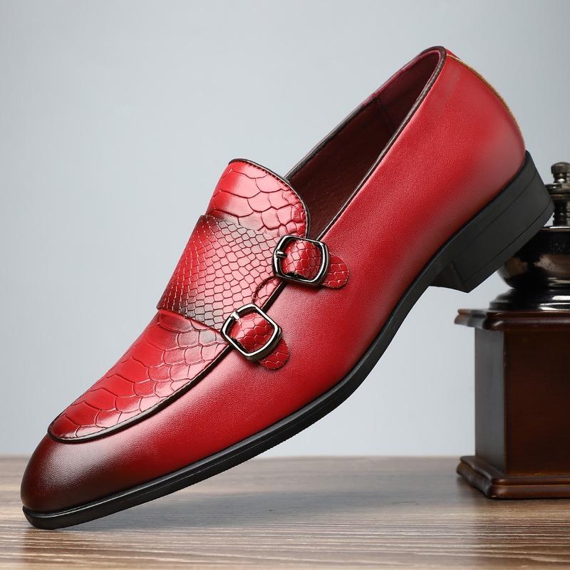 New British men's casual leather shoes trendy versatile leather shoes low-top crocodile pattern retro fashion leather shoes 27019