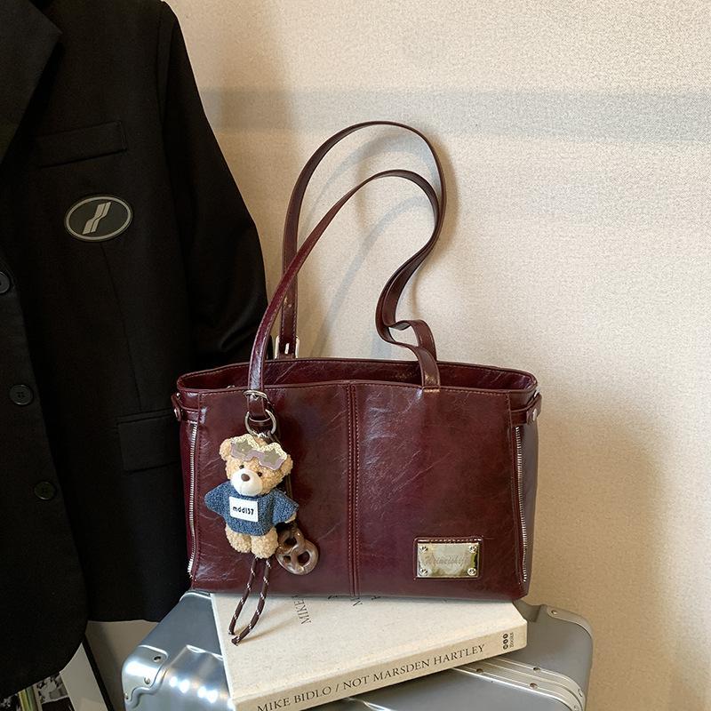 Retro Umhängetasche mit großem Fassungsvermögen Damen Herbstmode vielseitig hochwertig Unterarm-Tragetasche
