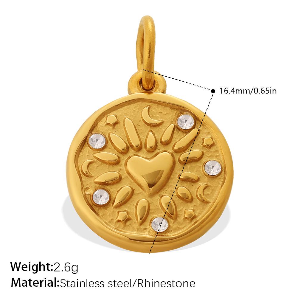 Stylish Gold Embossed Stainless Steel Pendant – Trendy European & American Jewelry Accessory