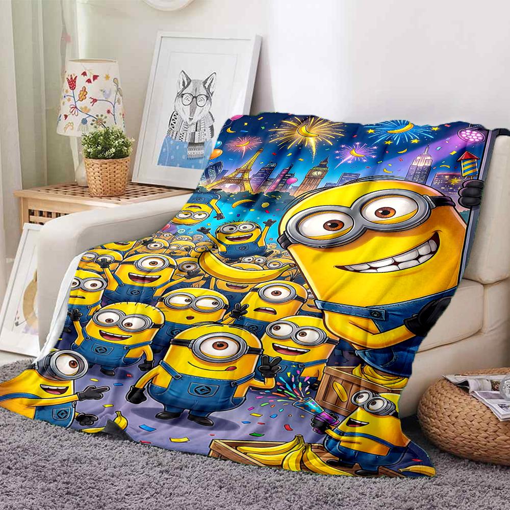 1Pc Minions Bananas Party Blanket Soft And Comfortable Casual Warm Camping Travel Christmas Halloween Gift M91750