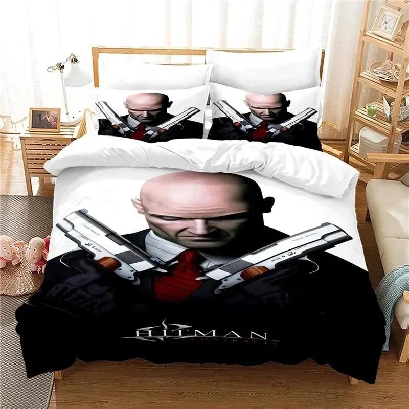 Game Hitman Killer Bedding Set Duvet Cover Sheet Printed Bed Set Pillowcase Bed Full Queen King Size Comforter Bedroom