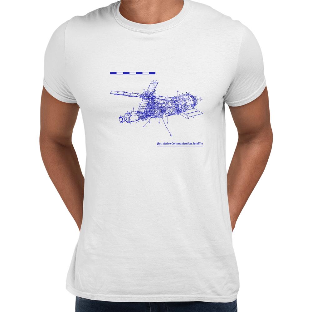 Communication Satellite Blue Print Tshirt Mens Short Sleeve L