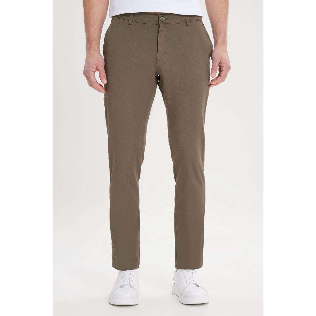 Calças Chino Slim Fit Masculinas de Lona Preta Slim Fit com Bolso Lateral