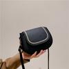 Trendy Black Felt Saddle Bag For Women Stylish Street Fashion Shoulder Bag