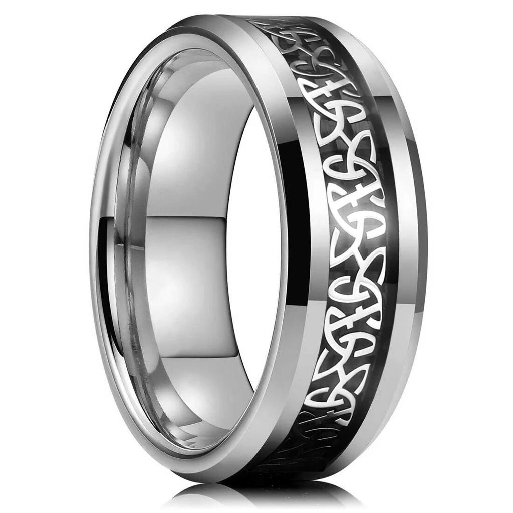 2024 Simple 8mm Red Stainless Steel Rings For Men Women Red Matte Finish Beveled Polished Edge Men Rings Wedding Band Jewelry