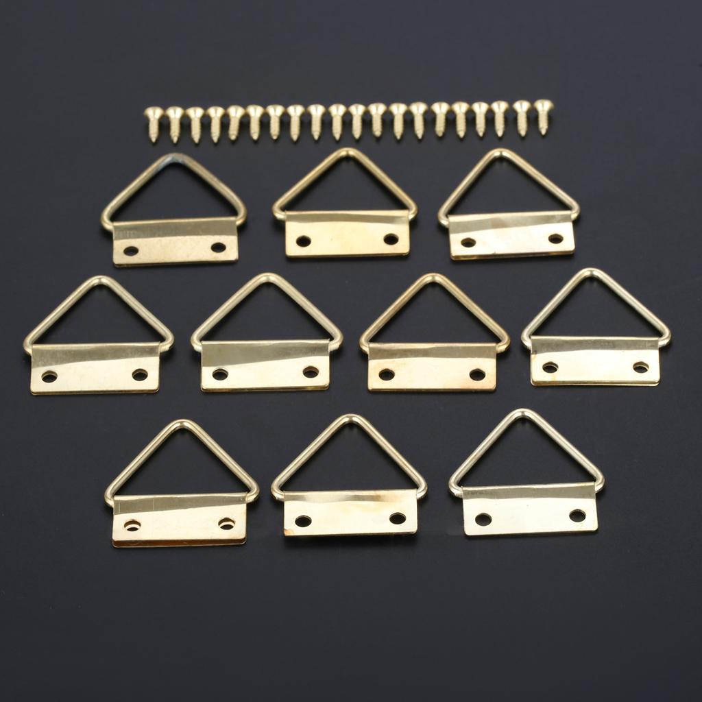 10/20 Sets Dreieck D-Ring Fotorahmen Haken Bildaufhänger Ölgemälde Spiegel Gold 16mm-25mm mit Schrauben Aufhänger Wandhalter Legierung
