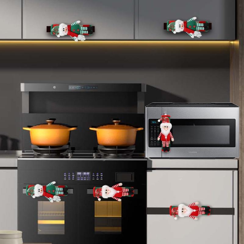New Christmas Decorations, Creative Old Man Snowman Refrigerator Cover, Double Door Protective Cover, Home Decorations