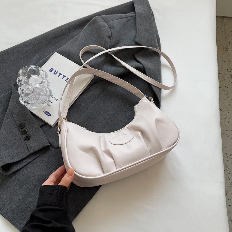 Textured underarm small bag women's 2025 new trendy fashion solid color crescent bag summer simple shoulder bag handbag