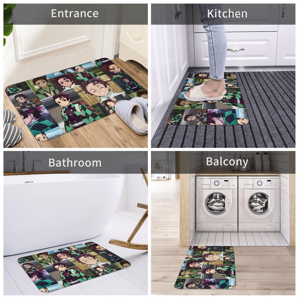 Demon Slayer Anime Door Floor Bathroom Kitchen Mat Anti-Slip Indoor Tanjiro Kamado Doormat Garage Entrance Carpet Rug
