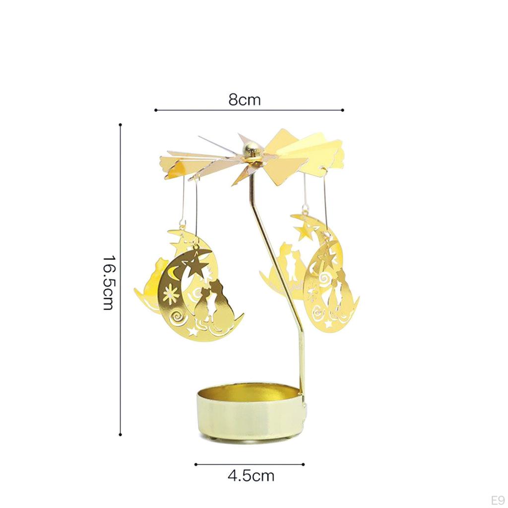 Rotary Candle Holder Aureate Metal Tealight Candlestick Ornament Romantic for Table Dinner Festival