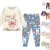 Children's Set - Printed Cartoon Two-Piece Outfit Set For Boys And Girls