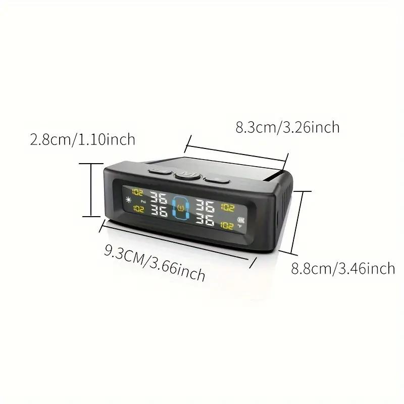 Dispositivo de alarma de presión de neumáticos para automóvil con sistema TPMS solar, pantalla digital colorida y 4 sensores externos, advertencia de temperatura y presión de neumáticos