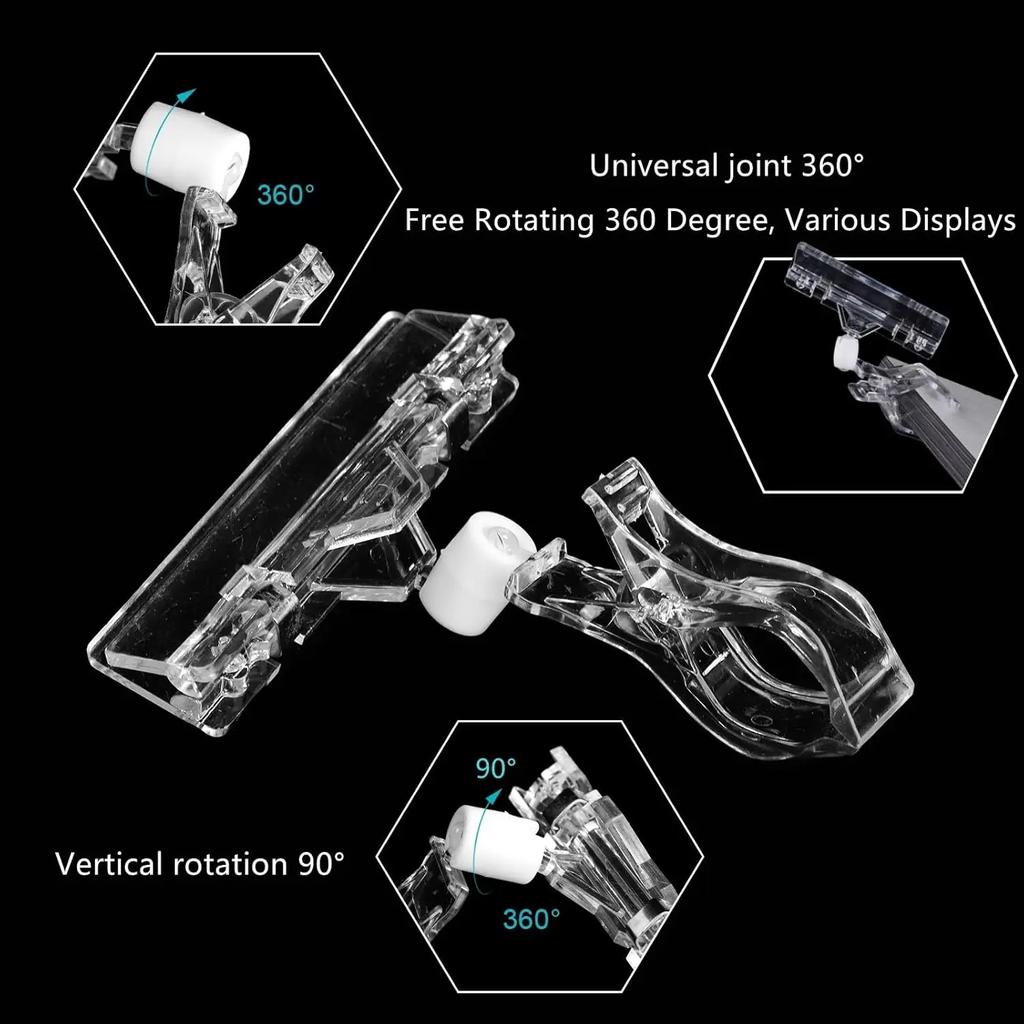 10/5PC Sign Clips for Retail Display Double Sided Sign Holder Clips Clear Acrylic Price Sign Clamps Merchandising Rotatable Clip