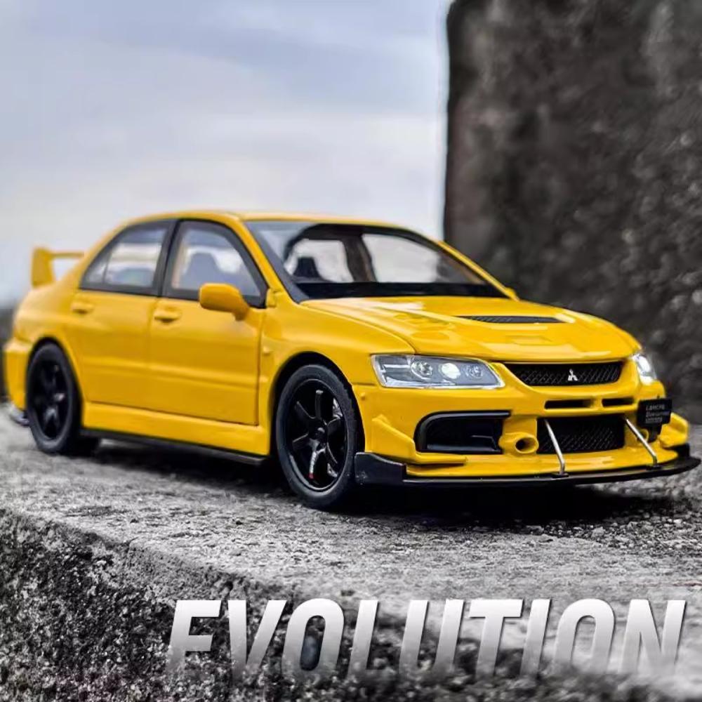Scale 1:32 Mitsubishi Lancer Evolution IX Sports Car Toy Model Doors Opened Pull Back Shock Absorption Vehicles Hobby Ornaments