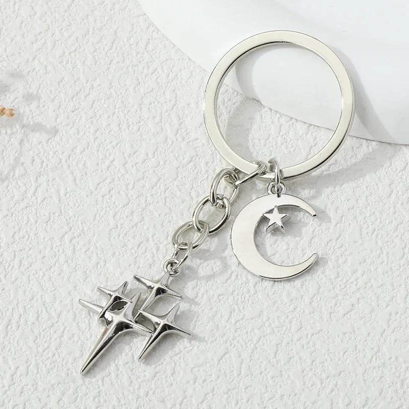 Keychain Stars Moon Metal Keyring Male and Female Friendship Birthday Gift Decoration Handmade Jewelry Pendant