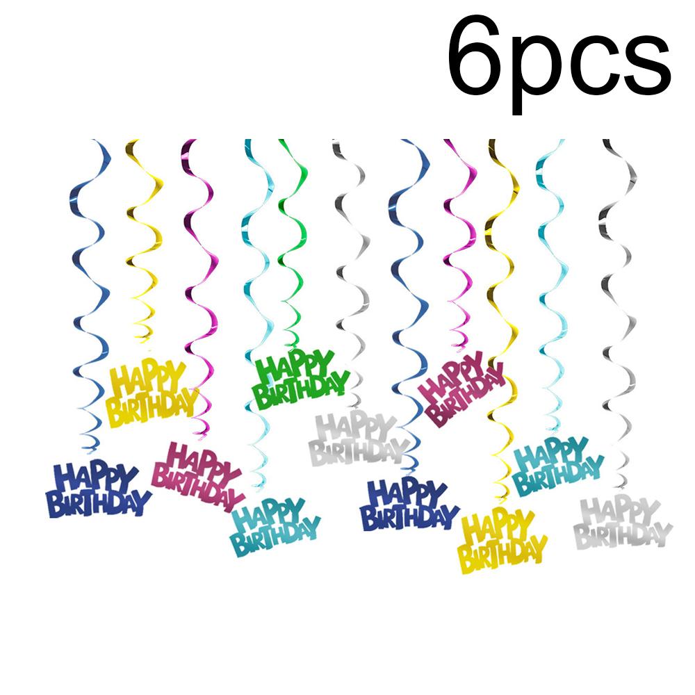 

Runtowo 6pcs Happy Birthday Spirals Decorations ,Pvc Spirals Ribbon Decoration For Anniversary Birthday Party Decor