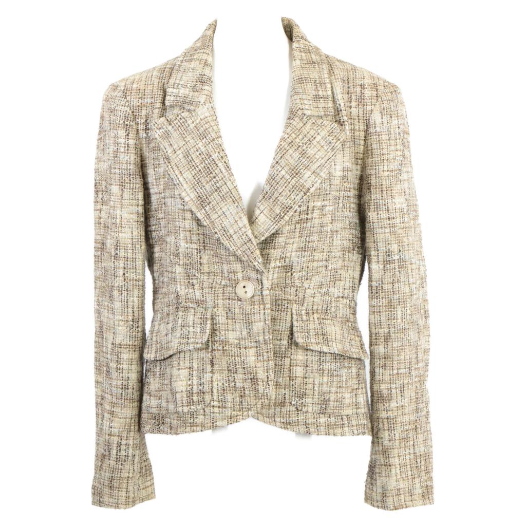 Chanel Domestic Genuine 03P P20675V12131 Shell Button Tweed Tailored Jacket Jacket 44 beigeUsed