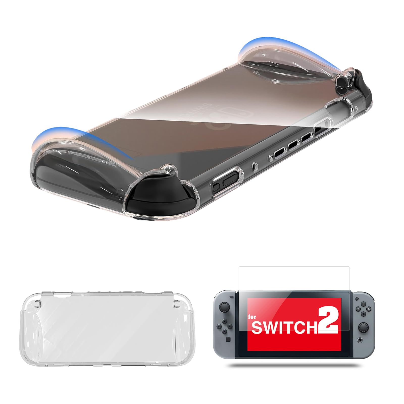 

BCWXION Soft TPU Clear Dockable Case Cover and Tempered Glass Screen Protector for Nintendo Switch 2025 Dustproof, Drop-proof, Fingerprint-proof,