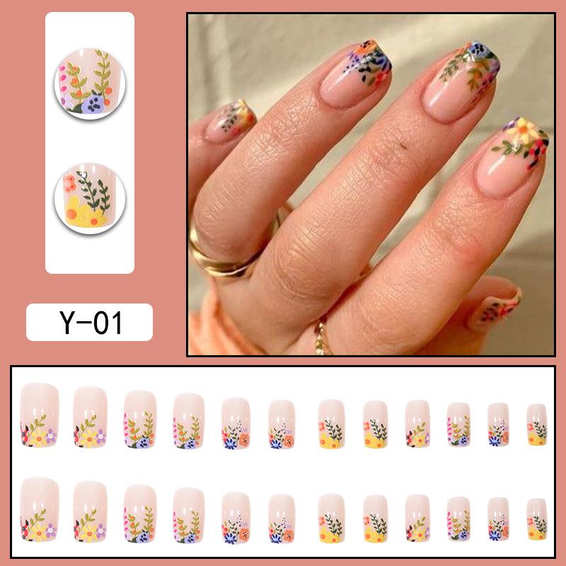 Y1 Fake Nail Sticker Wearing Nail Finished Nail Piece Removable Blush Nail Girl Cat Eye Gradual Change Nail Patch