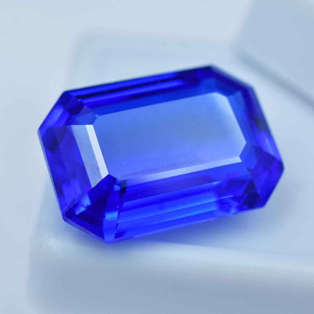 Blue Sapphire Emerald Cut CERTIFIED 19.85 Ct Natural Beautiful Loose Gemstone AR-1009