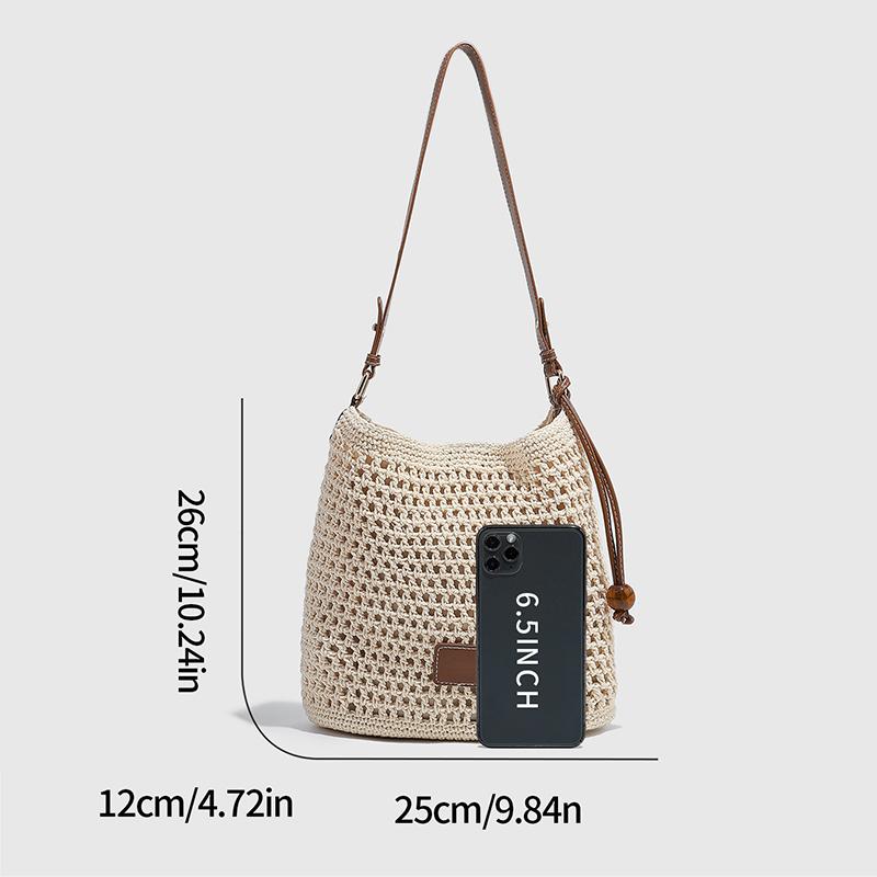 Newest Minimalist Summer Beach Woven Handles Tote Bag For Women Large Capacity Handmade Travel  Shoulder Crossbody Bag CLE