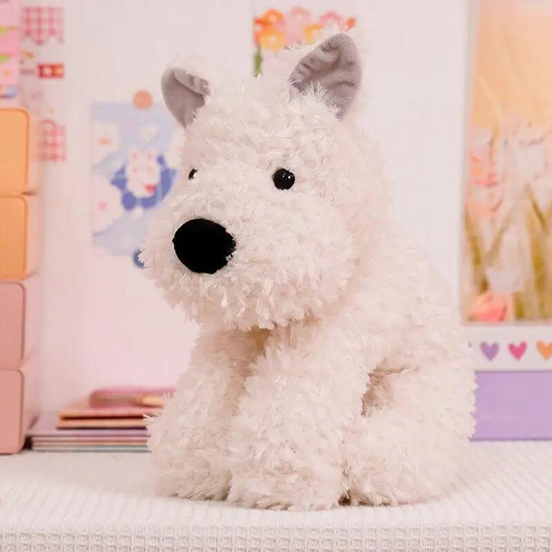 Adorable Fluffy Hair West Highland White Terrier Plushie Soft Puppy Plush Toy Stuffed Lifelike Animals Baby Appease Sleep Doll
