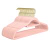 Beflockter Samt-Kleiderbügel mit Roségold-Haken (Rosa) - Rutschfester Organizer