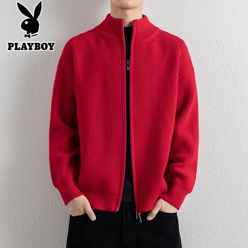 PLAYBOY Men s Stand-Collar Double-Zipper Knit Cardigan 3XL