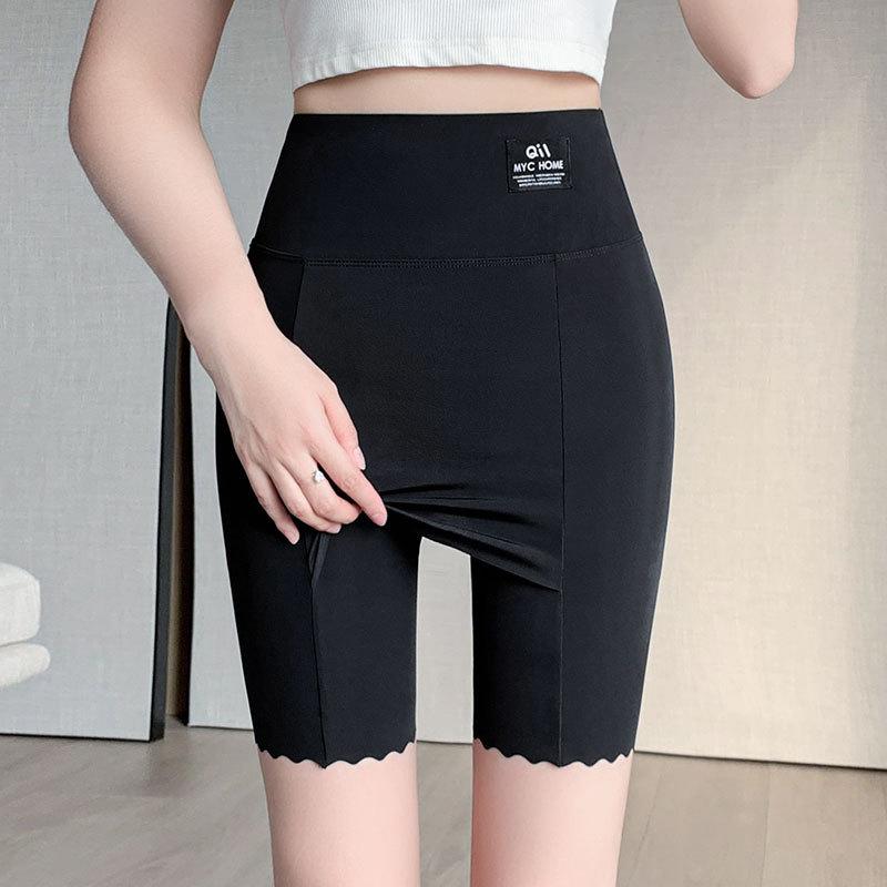 Nylon Ice Silk Women's Safety Pants: Seamless, Breathable Summer Base Layer with Crotch Gusset - Anti-Exposure, Tight-Fitting, Five-Point Cover-up.