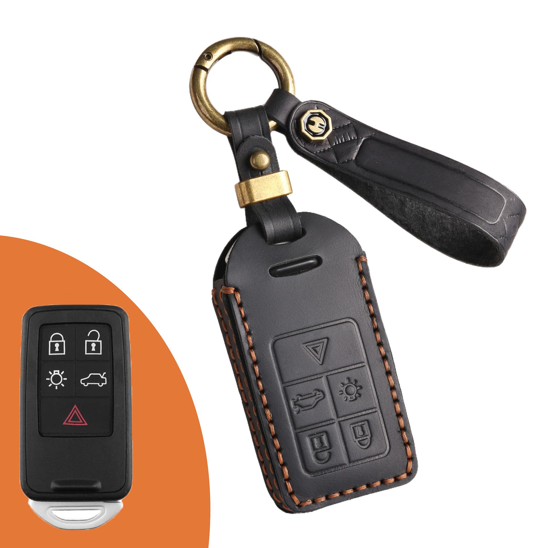 

Crazy Horse Leather Key Cover Is Suitable For Volvo Volvo Car Key Case Ring, Genuine Leather Modified First Layer Cowhide