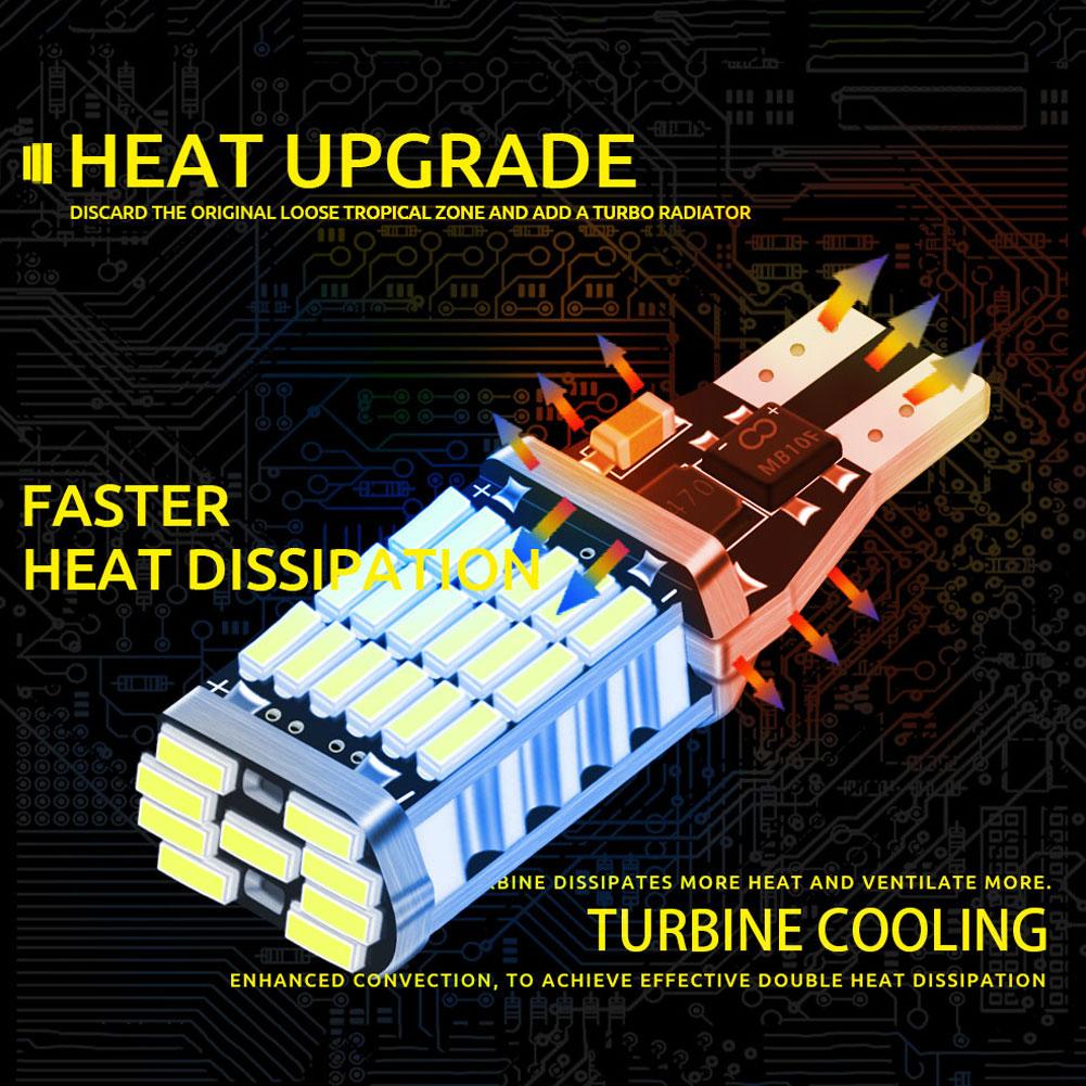 2PCS T15 W16W 921 912 LED Bulbs High Power Super Bright 1200LM Replace For Car Reversing Light White