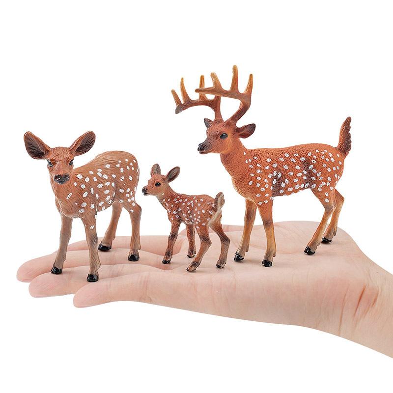 Children'S Science And Education Cognition Simulation Forest Animal Red White-Tailed Deer Elk Sika Deer Model Ornament Toy