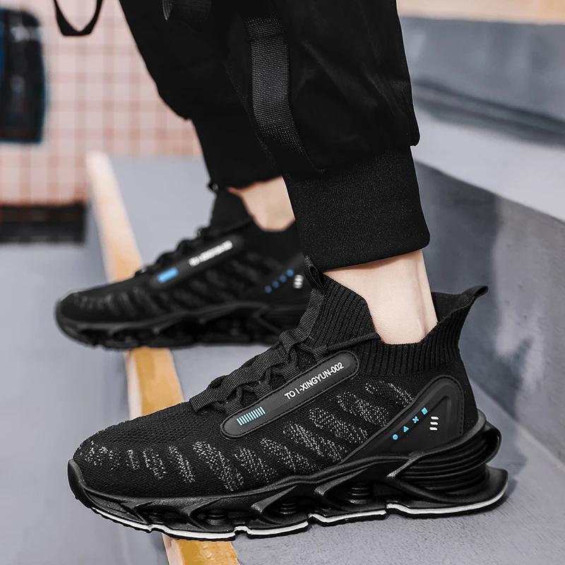 

Men Running Shoes Fashion Breathable Upper Gym Sport Shoe Slip-on Lace-up Athletic Jogging Tennis Plus Size Zapatillas Hombre 39 чорний