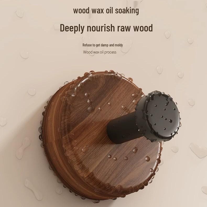 Walnut Adhesive Wall Hook - No-Drill, Strong Load-Bearing Hook for Bathroom & Clothing
